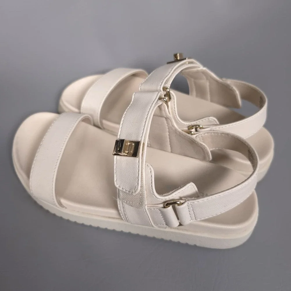STEVE‎ MADDEN JBREEN Kids Girls Sandals Size 1M Hook Loop Comfort Platform Cream